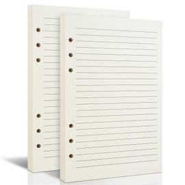 2 Packs A5 Refillable Paper for 6-Ring Binders, Planner, Traveller Journal, Notebook, Dairy - 8mm Ruled Filler Paper Insert, 80 Sheets, 160 Pages, Lined
