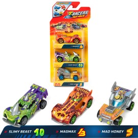 T-RACERS Mix ´N RACE 3 Pack – Pack of 3 collectible cars. Each car can be split in two with interchangeable parts and wheels. Pack 1/4