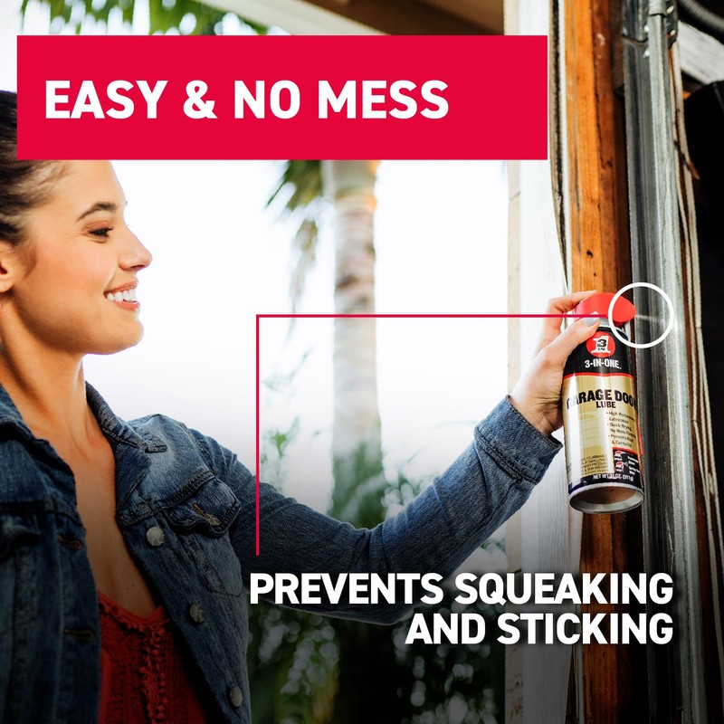 3-IN-ONE Garage Door Lubricant with SMART STRAW SPRAYS 2 WAYS,