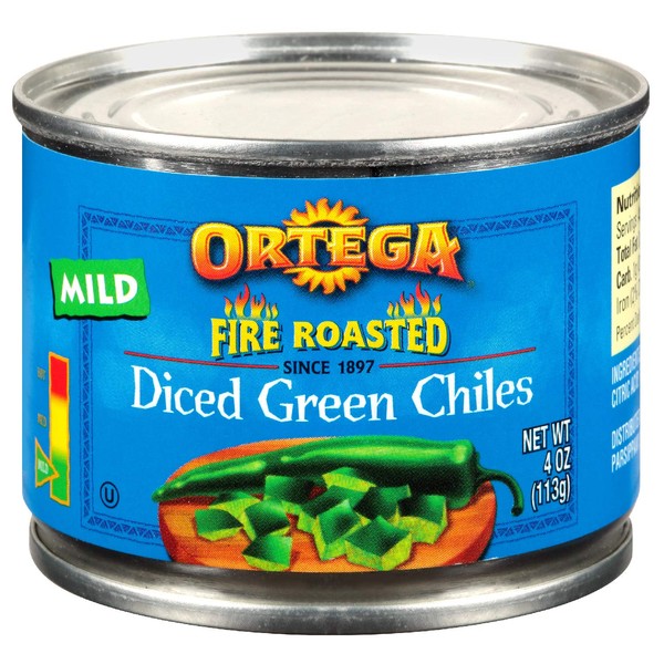 Ortega Diced Green Chiles, Mild, 4 oz (Pack of 12)