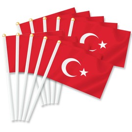 25PCS Turkey Handheld Small Flag, Turkish Hand held Mini Decor Decoration Banner