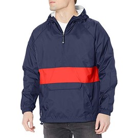 Charles River Apparel Wind & Water-Resistant Pullover Rain Jacket (Reg/Ext Sizes), Navy/Red, XXL