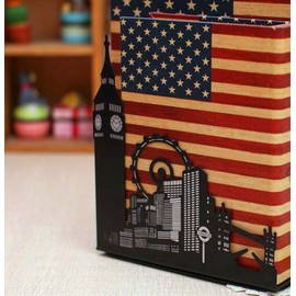 Art Bookends European American Architect Clipbooks School Office Gift Non Slip Black 1 Pair (London Ferris Wheel)