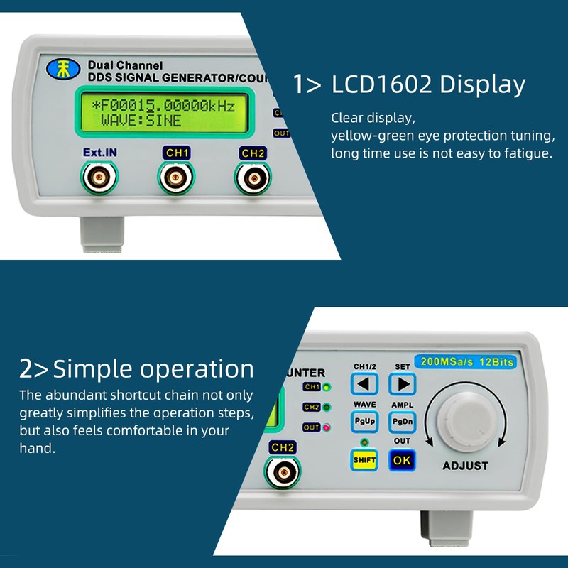 Koolertron DDS Signal Generator Counter, 2" Screen Display 25MHz High