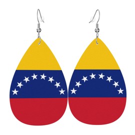 Venezuela Flag Leather Earrings Dangle Earrings Lightweight Teardrop Earrings for Women