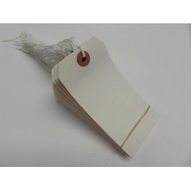 250 x White Coloured Strung Tags 120mm x 60mm Luggage Labels Tie On Price Gift Craft Clothes