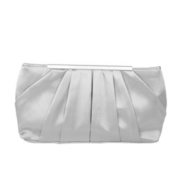 Fililogor Women's Satin Clutch Bag, Elegant Pleated Bag, Evening Bag, Banquet Bag for Rose, Gala, Party, Wedding, silver