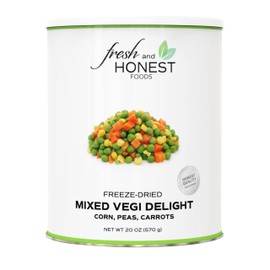 Fresh and Honest Foods 100% All Natural Freeze Dried Mixed Vegi II (Peas, Corn, Carrots) 20.1 OZ #10 Can Perfect for Emergencies, Food Storage, Survival. (03 Cans)