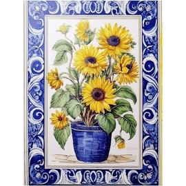 Sunflower Bouquet Pattern A957 Accent Tile Mural Kitchen Bathroom Wall Backsplash Behind Stove Range Sink Splashback One Tile 6"x8" Ceramic, Matte