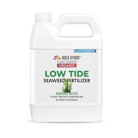 Boca Hydro Low Tide Organic Liquid Seaweed Fertilizer Amino Acid Plant Growth Enhancer + Humic Acid Soil Conditioner (16 Oz)