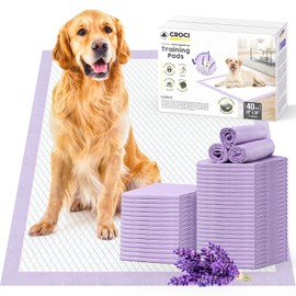 CROCI Dog Pads Lavender Scented 28x34in Large Pee Pads for Dogs with Odor Eliminating Puppy Pads Thicken Super Absorbent Up to 8 Cups Pee Pads, Disposable (40 Counts)