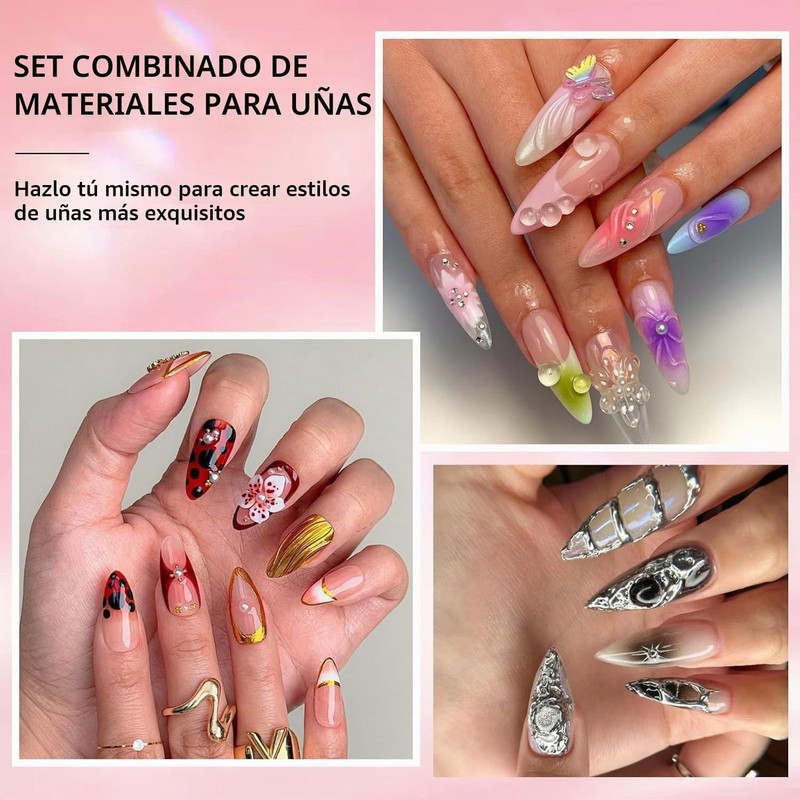 Kit Gel Para Uñas 3D Y Polvo Cromado Holarleo