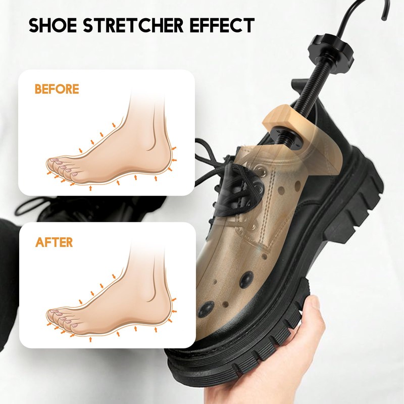 UHIAGREE Wooden Shoe Stretcher, 4-Way Shoe Expander Widener Shoe Tree