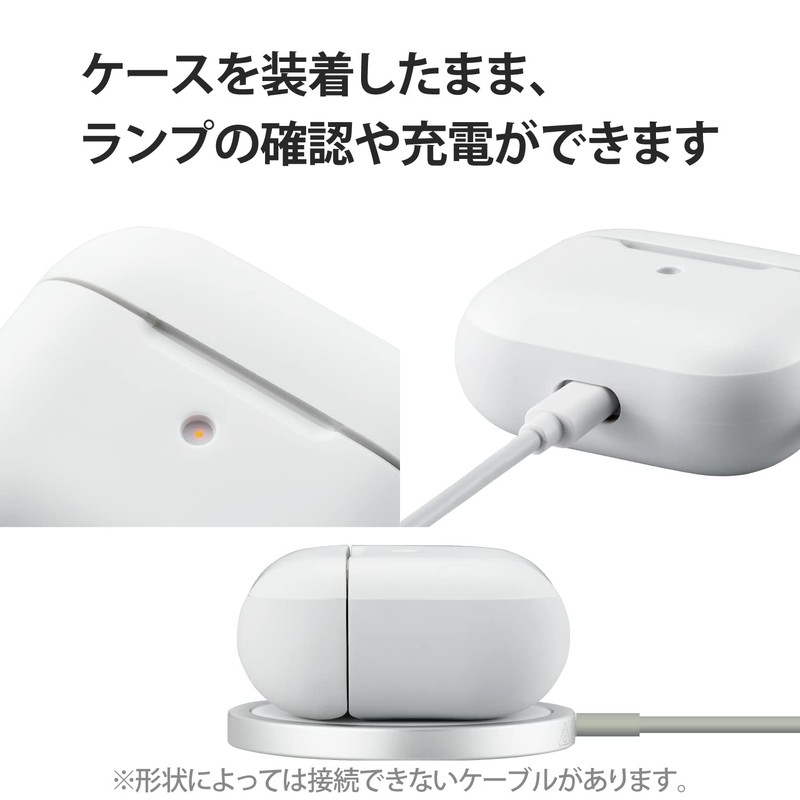Elecom AVA-AP3TSWH Touch Slim Case with Carabiner, 3rd Generation AirPods