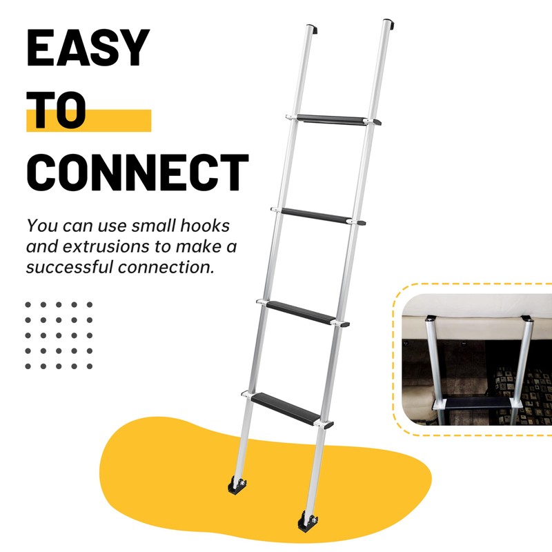 KUAFU 60'' Bunk Bed Ladder with RV W/Hook and Rubber