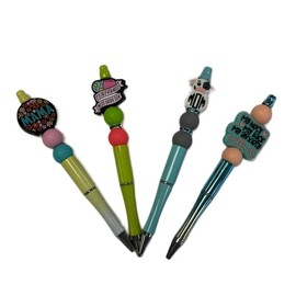 Ballpoint Mystery Pens black ink silicone beads:_Positive vibes