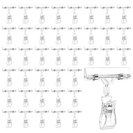LIQWEI 60 Pcs Clear Sign Clips Holders, Rotatable Sign Holder Plastic Swivel Price Signs Double Display Clips for Merchandise Display, Acrylic Sided Clip Label Tag for Retail Rack Baskets Cards