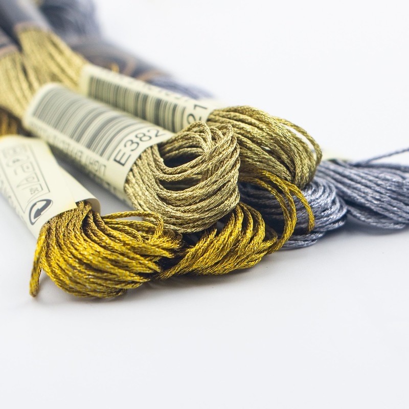 6 Skeins Embroidery Thread, 3 Colors Metallic Embroidery Floss Set,