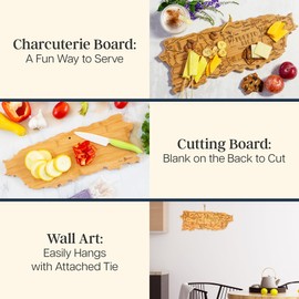 Totally Bamboo Destination Puerto Rico Cutting Board, Charcuterie & Serving Board | Laser Engraved Bamboo Map with Hang Tie for Wall Art | Puerto Rican Kitchen Gift & Decor