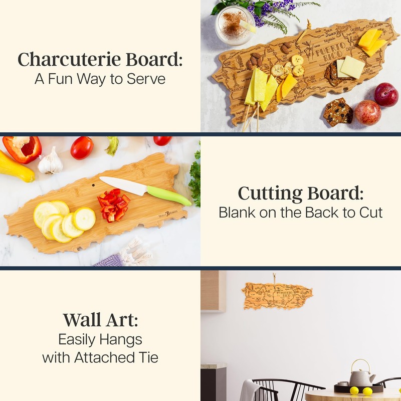 Totally Bamboo Destination Puerto Rico Cutting Board, Charcuterie & Serving