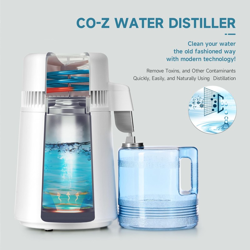 CO-Z Distilled Water Maker, 1 Gallon Water Distiller, 4L Home