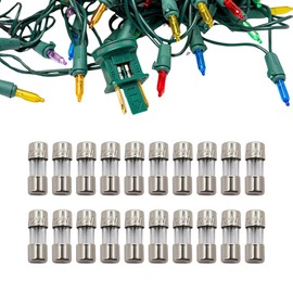 Mini Christmas Light Strings Replacement Glass Fuses - 3A/3Amp 110V 125V Fast-Blow Mini Glass Fuses String Lights, 3.6 x 10mm/0.14 x 0.39 Inch, Pack of 20
