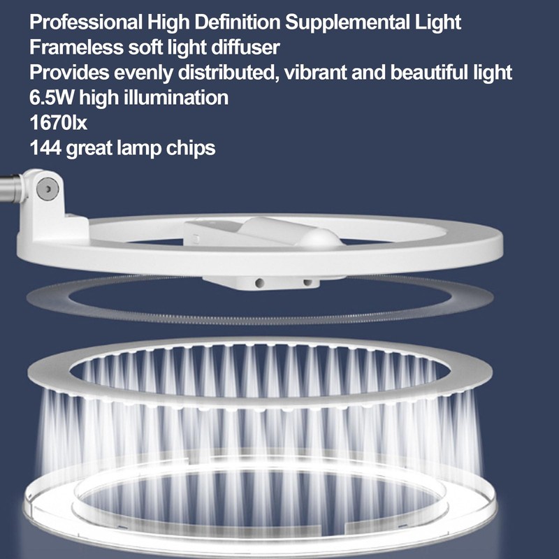 Selfie Ring Light with Stand Phone Holder, Overhead Phone Mount