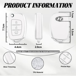 TOOMUME Car Key Cover, TPU Case - Large Size, Flip L Key, Fits Hyundai i10, i20, Santa Fe, Tucson, Elantra, Accent, Sonata, Verna, Mistra, Creta