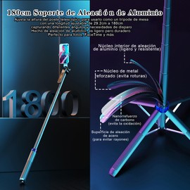 Eynshoo Tripie para Celular, Selfie Stick, Tripode para Celular 180CM Metal, con Control Remoto Inalámbrico Integrado para TIK Tok o Fotografía, Tripode Compatible para dji, Cámara, Móviles