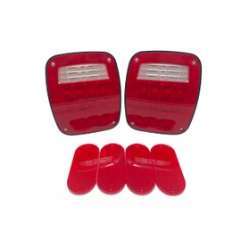 EAGLE KING PRODUCTS 2PC Universal LED Truck Trailer Tail Lights - DOT Approved Submersible Stop/Turn/Tail/Reverse & License Light | 3-Stud Mount | 38 Ultra-Bright LEDs | 4 Red Reflectors Included