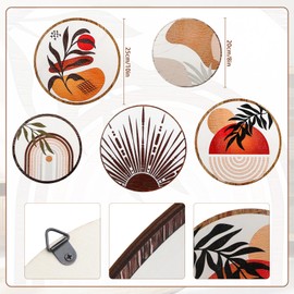 DETENE Pack of 5 Wooden Boho Wall Decoration Wood Modern Wall Decoration Living Room Minimalist Wall Art Wood Vintage Decoration for Art Living Room Farmhouse Nursery (Yellow)