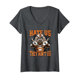Womens Fernley Vaqueros Logo Hate Us Cause They Ain't HS V-Neck T-Shirt