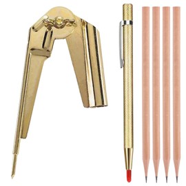 Belligern Scribing Compass,Scribe Tool,U Scribe Scribing Tool U Scribe Jig Scribing Tool for Woodworking with 1 Tungsten carbide tip scriber 4 Wooden Pencils for Drawing, Drafting,Geometry,Woodworking