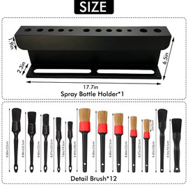 DWSFADA Car Detailing Brush Kits and Holder,2 in 1 Auto Detailing Spray Bottle Holder and Detail Brush Stand,Durable Sturdy Rack for Garage Car Beauty Shop
