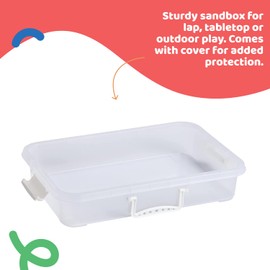 15Inch Portable Sensory Bin Play Tray with Lid, Fill with Water, Sand, Beads and More. Works with Moon Sand, Kinetic Sand, Orbeez Water Beads and More.