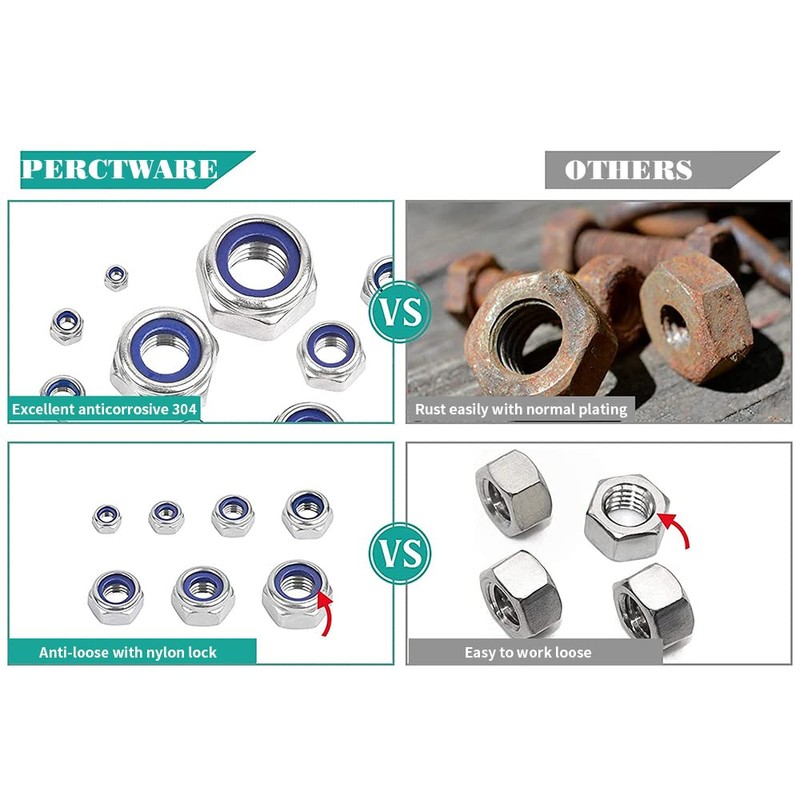 M2 304 Stainless Steel Nyloc Lock Nut,2mm Self Nylock Locking