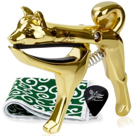 Phoenix Capotast Multi-String Guitar One-Touch Capo 【 Shiba Inu SHIBA 】 with Maintenance Fiber Cloth 0.71mm Teardrop Type Pick, Safety and Security Manufacturer Warranty, 4-Piece Set for Electric
