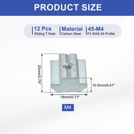 PATIKIL M4 Sliding t Nuts, 12 Pcs Hammer Head Fastener Nut Thread t Slide Drop in Nuts for European Standard 4545 Series 10 mm T-Slot Aluminum Extrusion Profile