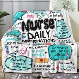 Nurse Blanket Gifts for Women with Nurses Daily Affirmations Soft Flannel Throw Blankets Nurses Week Day Gifts for Nurse Graduation Appreciation Practitioner Gift 50"x40"