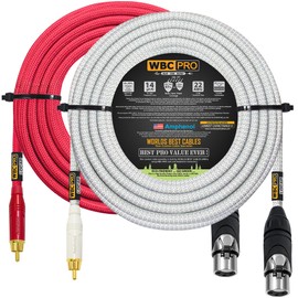 30 Foot RCA to XLR (Female) Cable Pair - WBC-PRO-LOCAP Low-Capacitance (14pF/ft) 22 AWG Ultra-Silent Audiophile & Pro-Grade Audio Interconnect Cable - Amphenol Plugs & Red & Silver Tweed Jackets