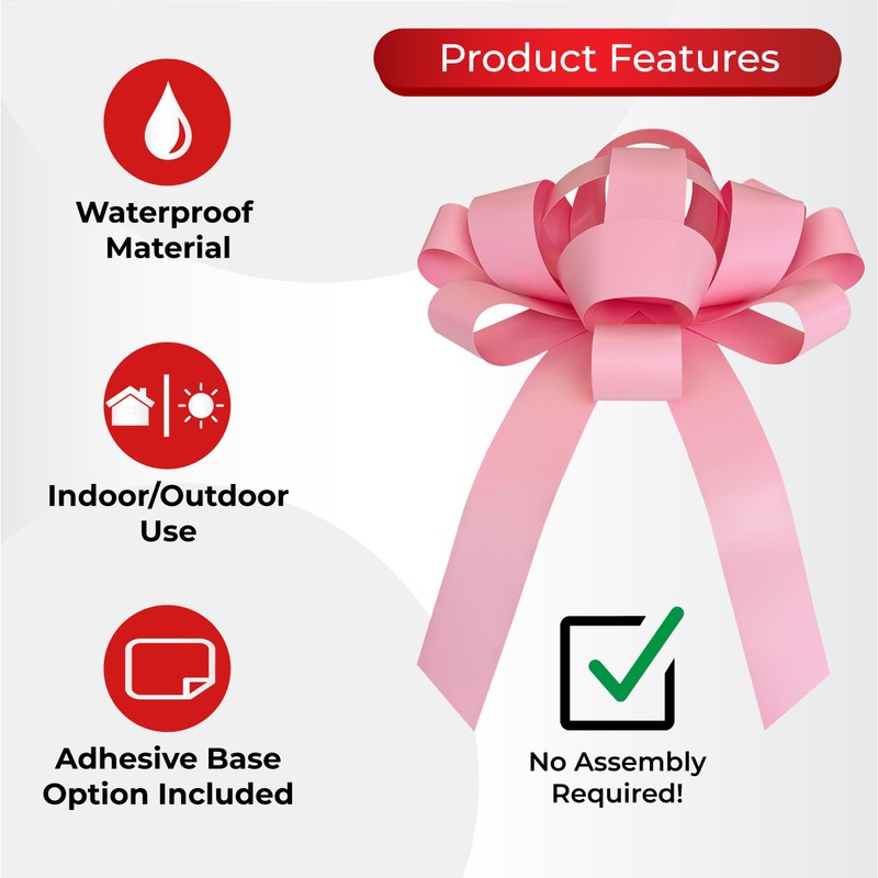 CarBowz Big Pink Car Bow, Giant 30" Bow, Non Scratch