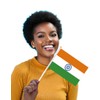 25 Packs Small India Flags on Handheld Stick，Miniature Hindi Indian