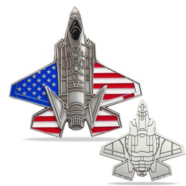 ASmileIndeep US Air Force Colorized F-35 Fighter Jet Challenge Coin – Military Coins USAF Air Force Gift for Airman Veterans & Collectors