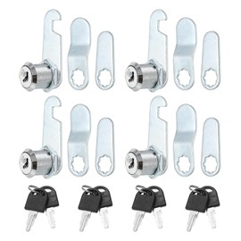 PATIKIL 3/4" Cam Lock with Keys, 4 Pack Zinc Alloy Keyed Different Cabinet Cam Lock Set RV Storage Lock for File Drawer Mailbox Toolbox, Silver Tone