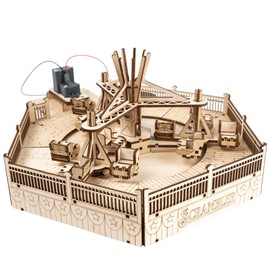 Coasterdynamix 3-D Scrambler Carnival Ride Wooden Model Kit - Electric Motorized Building Puzzle Kit for Adults and Kids, Toy Puzzles and Mini Craft Decor Models for Jigsaw Assembly Projects