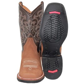 Men's Leather Cowboy Boot Square Toe Western Rodeo Boot (9.5, Avellana)