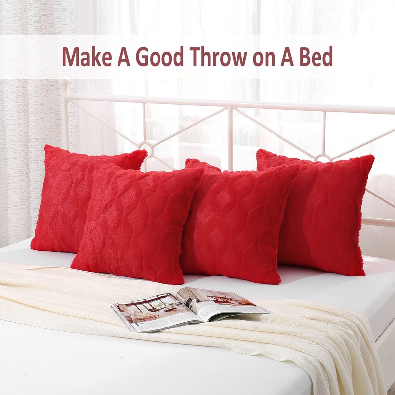 Volcanics Pack of 2 Christmas Faux Wool Throw Pillow Covers