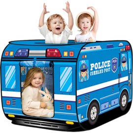 Britik Pop up Play Tent for Kids Aged 1-3 Years Old Boys and Girls : Police Car Playhouse Toy Play Tents for Toddlers 3-5 Kids Tent Indoor Outdoor Playhouse Toys for 1 + Year Old, Police Car