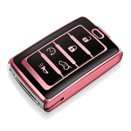 Tukellen for Jeep Key Fob Cover Soft TPU Full Protection Key Case Compatible with 2021-2024 Grand Cherokee L Grand Wagoneer Key Shell (Pink, 5 Buttons)
