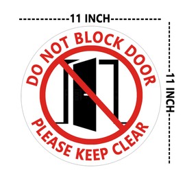 Do Not Block Door Floor Decal,11 Inch Keep Clear Sign Stickers,Door Sign Notice Caution Warning Label Sticker,6 Pcs